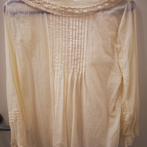 Zara Ruffled Lace Insert Blouse (white) New - Picture 7 of 8